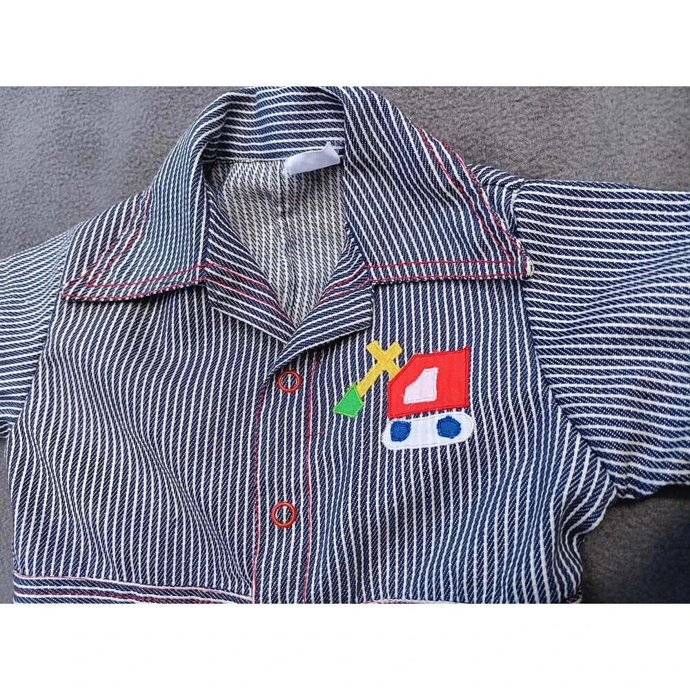 Vintage 1950s Toddler Railroad Engineer Coveralls Costume Halloween Striped Rare
